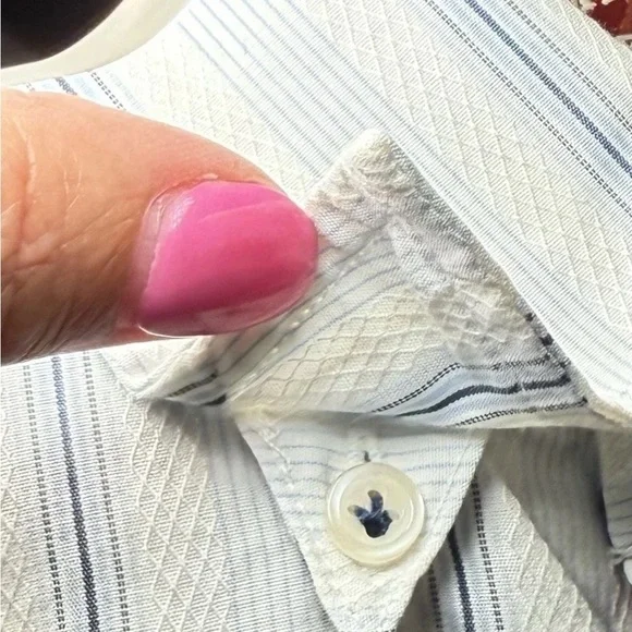 Tommy Bahama Jeans Flip Cuff Striped Button Up Shirt Men L Blue White Beach Camp - Picture 8 of 9